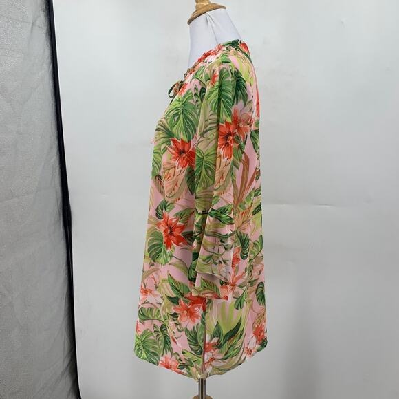 J Jill Tunic Womens XS Extra Small SeashellTropical Floral Side Slit Lined - Picture 4 of 13